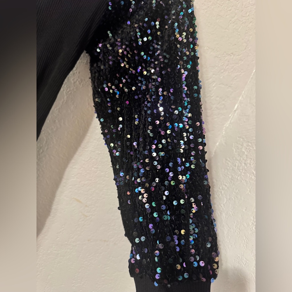 Vine & Love Black Sequin-Sleeve Top - Picture 5 of 6